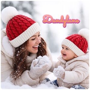 ADORABLE! Mommy and Baby Red and White Stocking Hat Set
